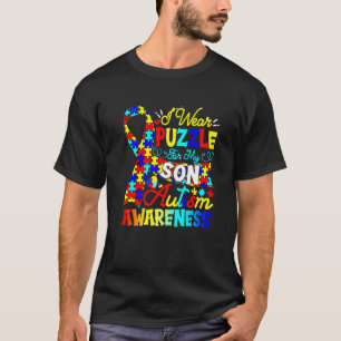 Ik draag puzzel voor mijn schattige zoon autisme b t-shirt