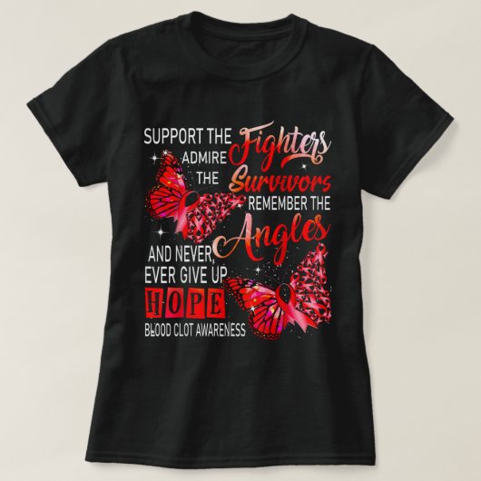 Ik Draag Red Ribbon Butterflies Blood Clot Awarene T-shirt (Design voorkant)