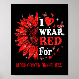 Ik draag Red Twinkle Heart Sunflower Blood Cancer  Poster