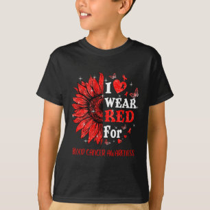 Ik draag Red Twinkle Heart Sunflower Blood Cancer  T-shirt