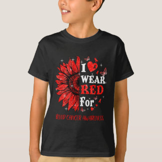 Ik draag Red Twinkle Heart Sunflower Blood Cancer T-shirt