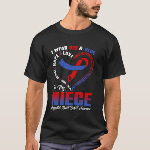 Ik draag rood en blauw voor de aangeboren hartafwi t-shirt