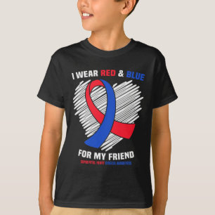 Ik draag rood en blauw voor mijn vriend CHD-bewust T-shirt