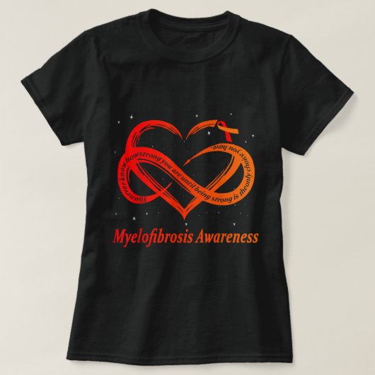 Ik Draag rood en Oranje voor myelofibrose bewustzi T-shirt (Design voorkant)