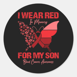 Ik Draag rood in geheugen voor mijn Zoon Blood Can Ronde Sticker