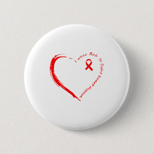 Ik draag rood om de strijd aan te gaan tegen hartz ronde button 5,7 cm