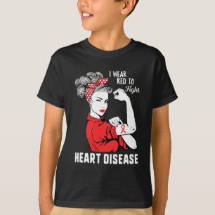 Ik draag rood om te vechten tegen hartziekte bewus t-shirt