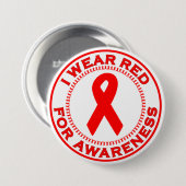 Ik Draag rood voor bewustzijn Ronde Button 7,6 Cm (Voorkant /achterkant)