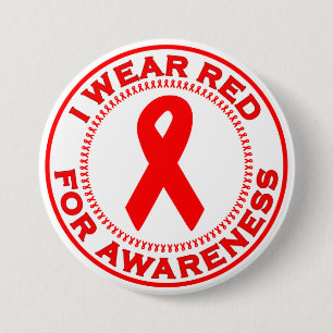 Ik Draag rood voor bewustzijn Ronde Button 7,6 Cm