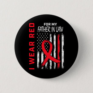 Ik Draag Rood Voor Hartziekte Bij Mijn Schoonvader Ronde Button 5,7 Cm