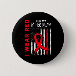 Ik Draag Rood Voor Hartziekte Bij Mijn Schoonvader Ronde Button 5,7 Cm