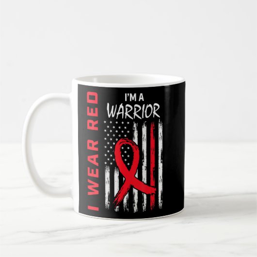 Ik Draag rood voor hartziekte Warrior Awareness US Koffiemok (Links)