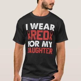 Ik Draag Rood Voor Hartziektebewustzijn Van Mijn D T-shirt