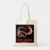 Ik Draag Rood voor hiv aidsbewustzijn Tote Bag (Achterkant)