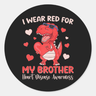 Ik Draag rood voor mijn breeuwse hartziekte Ronde Sticker