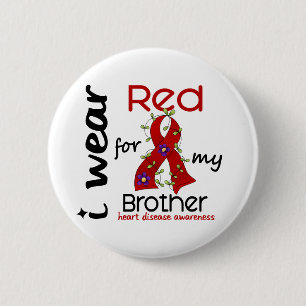 Ik Draag rood voor mijn broer 43 hartziekte Ronde Button 5,7 Cm