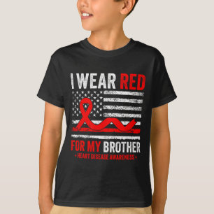 Ik Draag Rood Voor Mijn Broer Hartziekte Bewustzij T-shirt