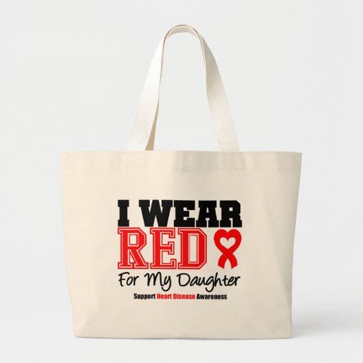 Ik Draag rood voor mijn dochter Grote Tote Bag (Voorkant)