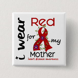 Ik Draag rood voor mijn moeder 43 hartziekten Vierkante Button 5,1 Cm