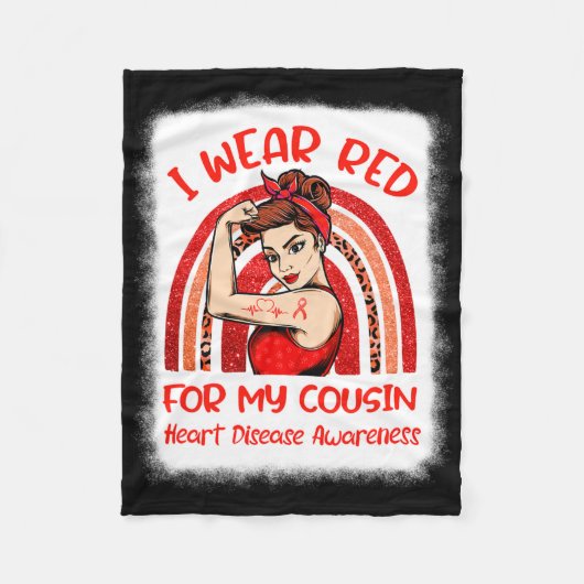 Ik Draag rood voor mijn neef hartziekte Fleece Deken (Voorkant)