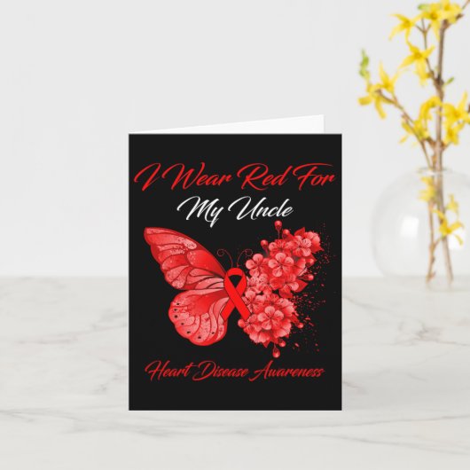 Ik Draag rood voor mijn oomhartziekte Kaart (Gele Bloem)