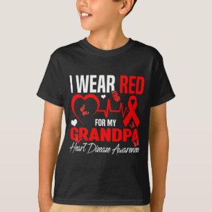 Ik Draag Rood Voor Mijn Opa Hartziekte Bewustzijn  T-shirt
