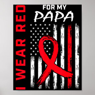 Ik Draag Rood Voor Mijn Papa Hartziekte Bewustzijn Poster