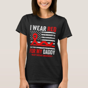 Ik draag rood voor mijn vader Hartziekte bewustzij T-shirt