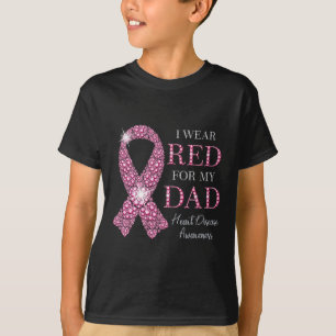 Ik Draag rood voor mijn vader Red Ribbon Heart Dis T-shirt