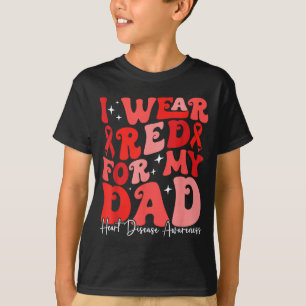 Ik draag rood voor mijn vader Retro Chd Awareness T-shirt