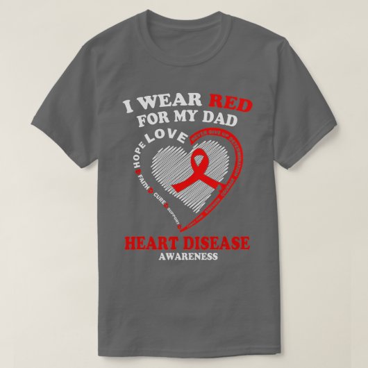 Ik Draag rood voor mijn vaders hartziekte T-shirt (Design voorkant)
