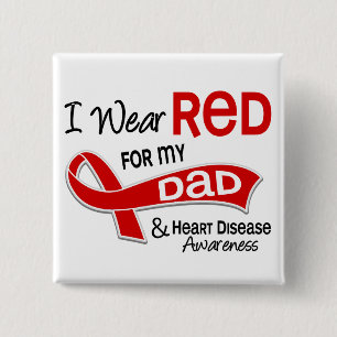 Ik Draag rood voor mijn vaders hartziekte Vierkante Button 5,1 Cm