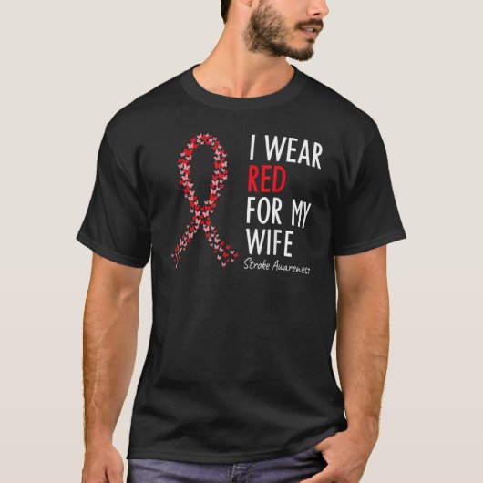 Ik Draag Rood voor mijn vrouw Leiding Awareness W T-shirt (Voorkant)