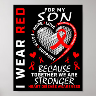 Ik draag rood voor mijn zoon Hartziekte bewustzijn Poster