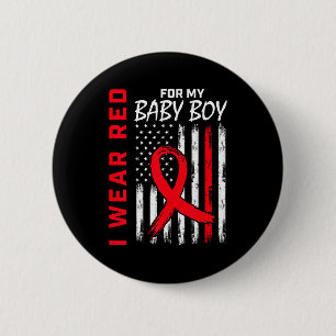 Ik Draag Rood Voor Mijn Zoon Hartziekte Bewustzijn Ronde Button 5,7 Cm