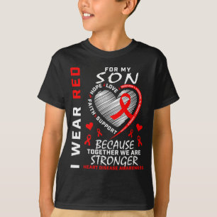 Ik draag rood voor mijn zoon Hartziekte bewustzijn T-shirt
