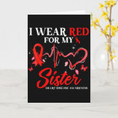 Ik draag rood voor mijn zus Hartziekte bewustzijn  Kaart (Gele Bloem)