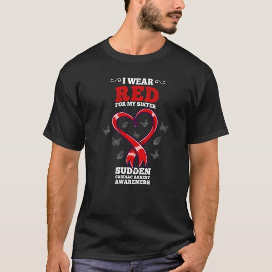 Ik Draag rood voor mijn zuster Sca Sudden Cardiale T-shirt (Voorkant)