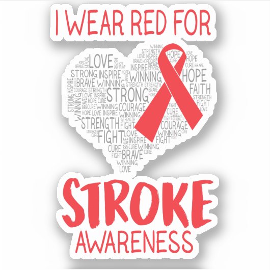 Ik Draag rood voor strookbewustzijn Sticker (Voorkant)