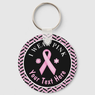 Ik Draag Roze Borstkanker Awareness Herringbone Ke Sleutelhanger