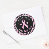 Ik Draag Roze Borstkanker Bewustheid Herringbone C Ronde Sticker (Envelop)