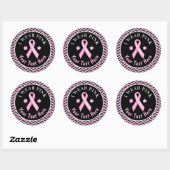 Ik Draag Roze Borstkanker Bewustheid Herringbone C Ronde Sticker (Vel)