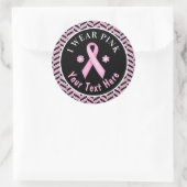 Ik Draag Roze Borstkanker Bewustheid Herringbone C Ronde Sticker (Tas)