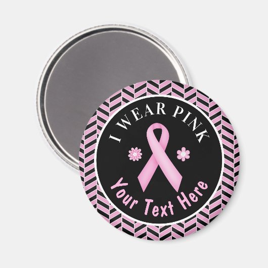 Ik Draag Roze Borstkanker Bewustheid Herringbone M Magneet (Voorkant / Achterkant)
