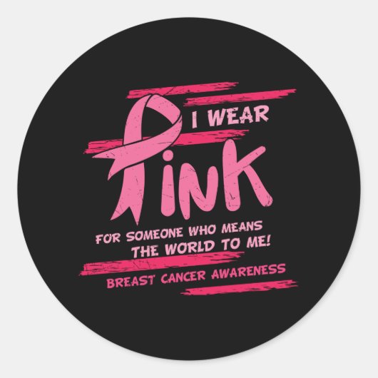Ik Draag roze borstkanker Ronde Sticker (Voorkant)