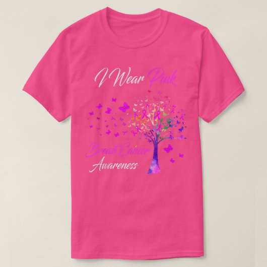 Ik Draag roze borstkankersensibiliseringsboom T-shirt (Design voorkant)
