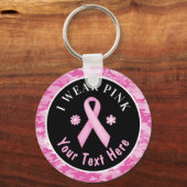 Ik Draag roze borstkankerwaarschuwing Camouflage K Sleutelhanger (Voorkant)