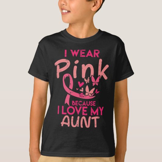 Ik Draag roze ik hou van mijn tante Breast Kanker  T-shirt (Voorkant)