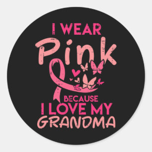 Ik Draag roze liefde voor mijn oma Breast Cancer A Ronde Sticker