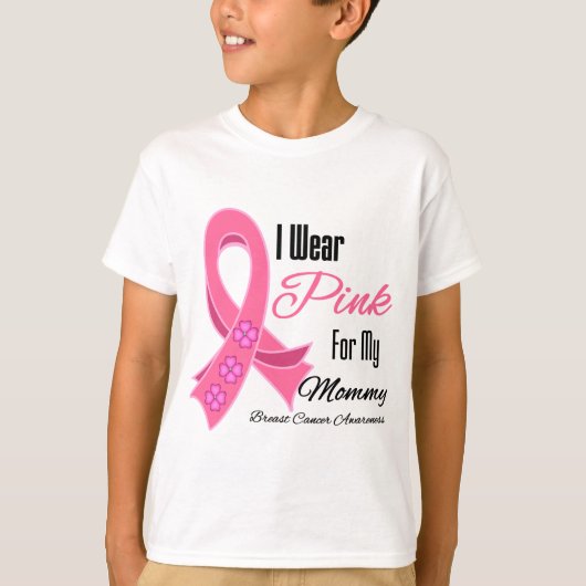 Ik Draag roze lint borstkanker mammie T-shirt (Voorkant)